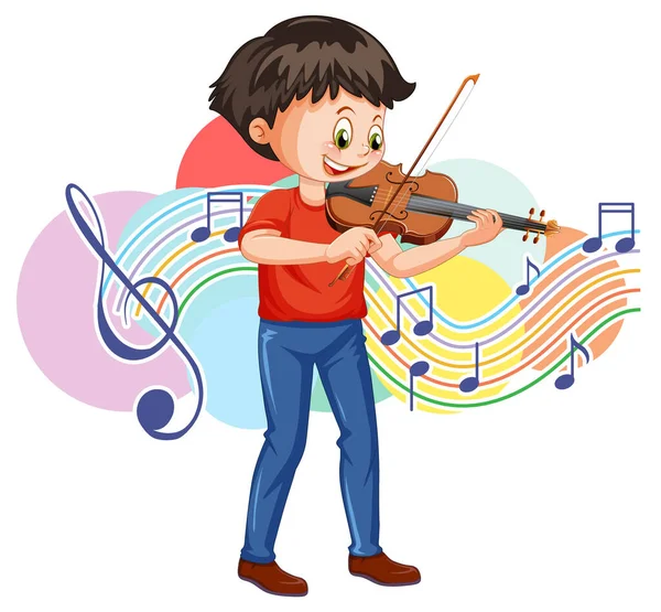 一个拉小提琴卡通画的男孩 — 图库矢量图片