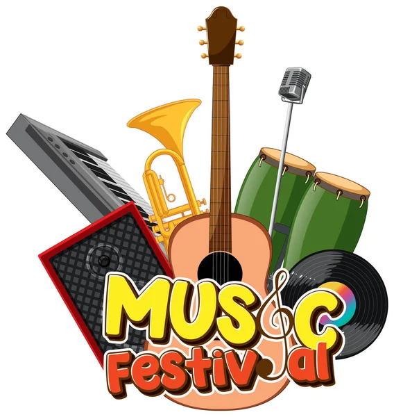 Texto Festival Música Com Instrumentos Musicais Ilustração — Vetor de Stock