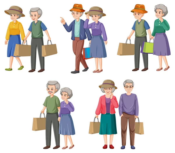 Insamling Äldre Personer Tecken Illustration — Stock vektor