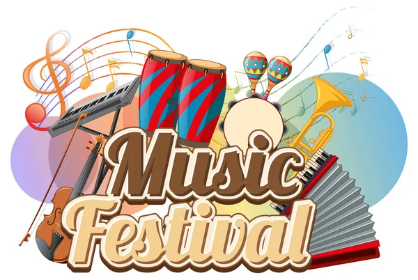 Festival Música Texto Banner Diseño Ilustración — Vector de stock
