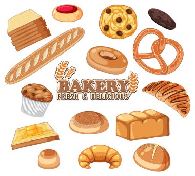 Ekmek ve pastane ürünleri çizimi