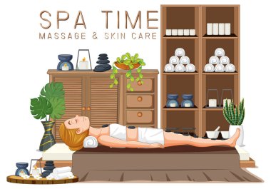 Pankart ya da poster illüstrasyonu için spa zamanı metin tasarımı