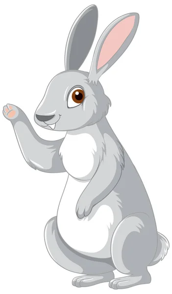 Şirin Gri Tavşan Çizgi Film Karakteri Çizimi — Stok Vektör