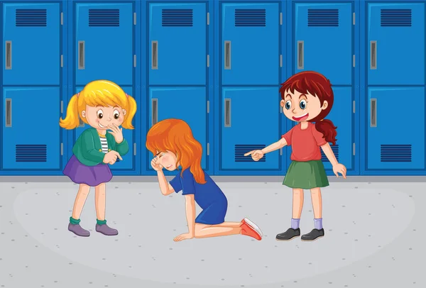 Bullying Kids School Scene Illustration — Stock Vector