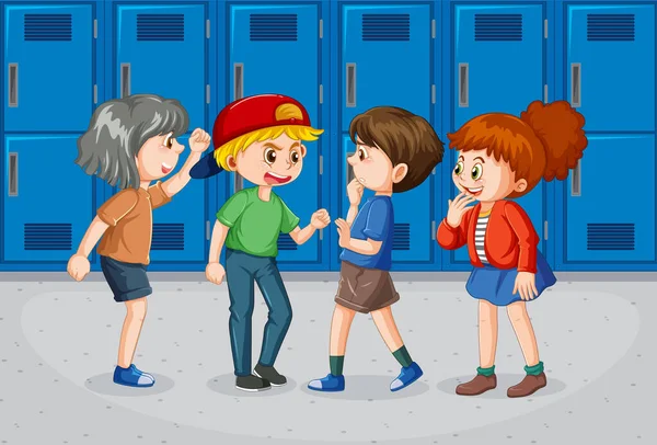School Bullying Student Cartoon Characters Illustration — Wektor stockowy