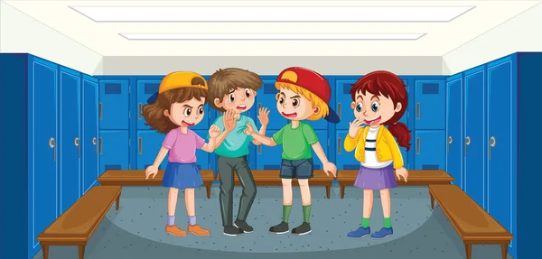 Mobbning Barn Skolscen Illustration — Stock vektor