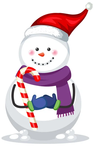 Snowman Portant Chapeau Écharpe Illustration — Image vectorielle