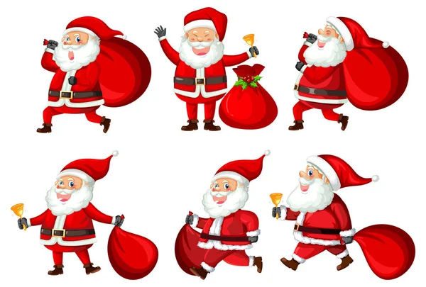 Karácsonyi Mikulás Rajzfilm Karakter Készlet Illusztráció — Stock Vector