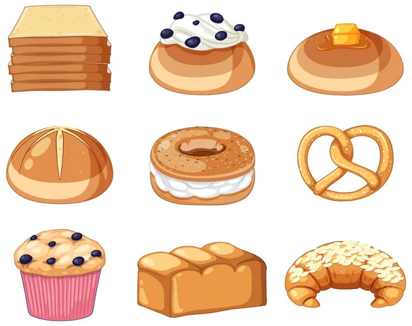 Ekmek Pastane Ürünleri Çizimi — Stok Vektör