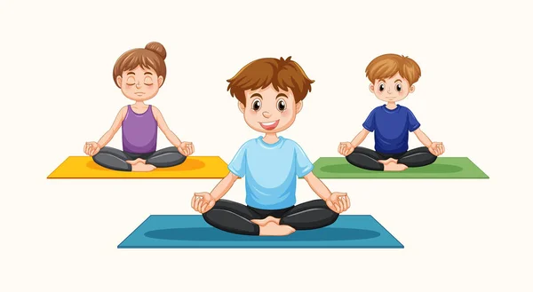 Group People Practicing Yoga Illustration — Stock Vector