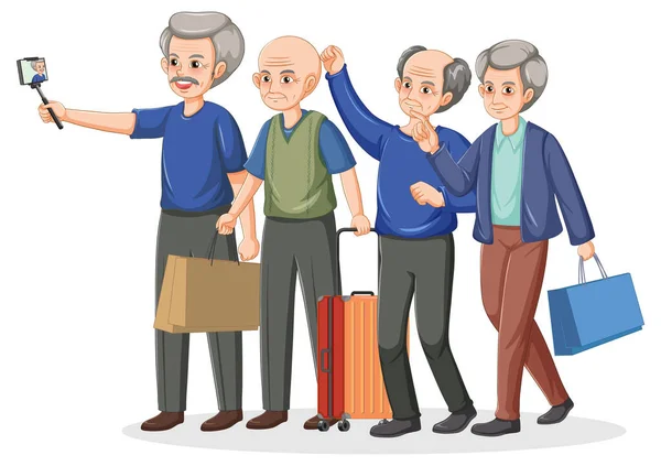 Grupp Äldre Människor Illustration — Stock vektor