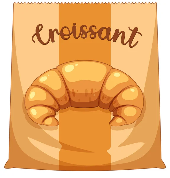 Croissant Bolsa Papel Aislado Ilustración — Vector de stock