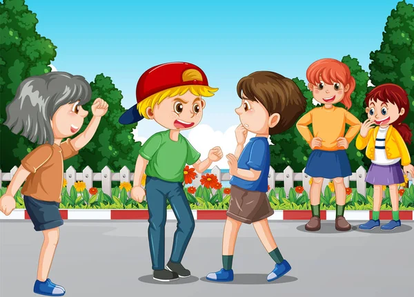 Boy Bullied Other Kids Illustration — Stock Vector