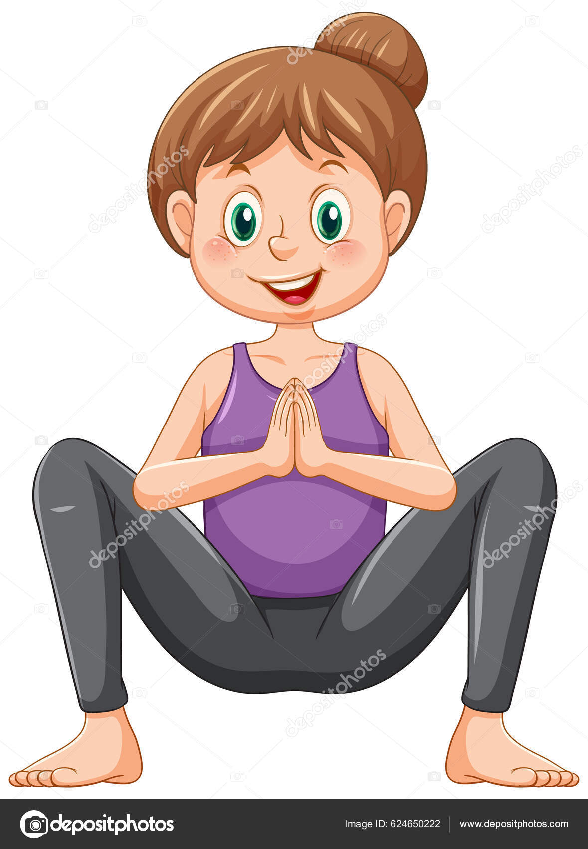 Yoga Squat Pose Cartoon Character Illustration Stock Vector by ...