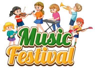 Müzik festivali metin afişi tasarım illüstrasyonu