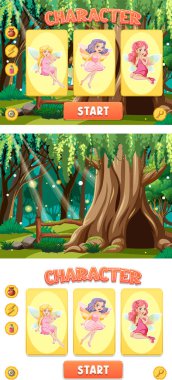 Elementlerin resimlendirildiği bir oyun arkaplan şablonu