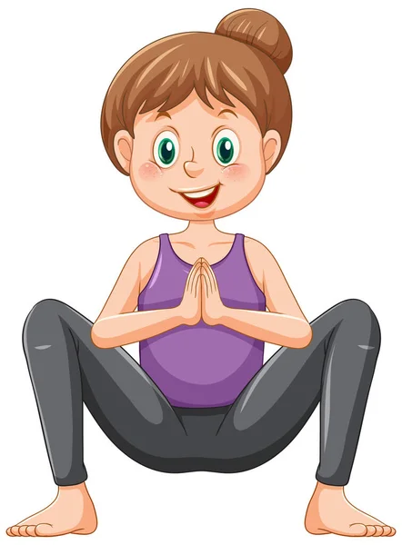 Yoga Squat Pose Zeichentrickfigur Illustration — Stockvektor
