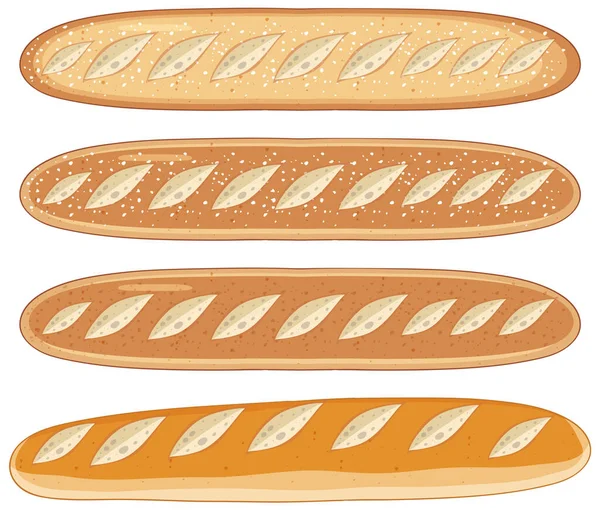Delicioso Francês Baguete Desenho Animado Ilustração —  Vetores de Stock