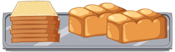 托盘图解上美味的乳酪面包 — 图库矢量图片