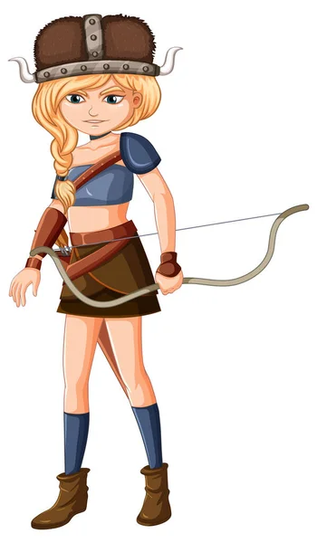 Archer Woman Cartoon Character Illustration — Vetor de Stock