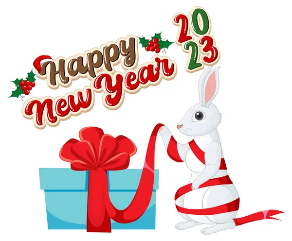 Tavşan Yılı Mutlu Yeni Yıl Sanatı — Stok Vektör