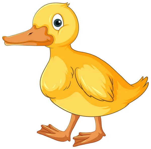 Kleine Gelbe Ente Zeichentrickfigur Illustration — Stockvektor