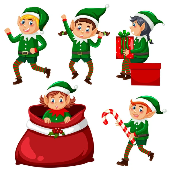 Elfe Noël Illustration Jeu Caractères Dessin Animé — Image vectorielle