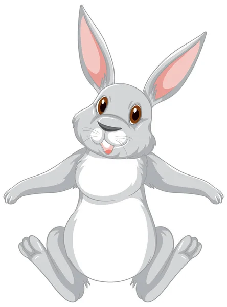Cute Grey Rabbit Cartoon Character Illustration — Stock Vector
