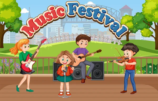 Musique Pour Enfants Illustration Parc — Image vectorielle