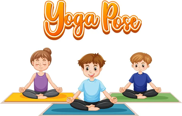 People Practicing Yoga Text Illustration — Stock Vector