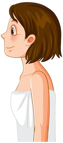 Side View Woman Wearing Towel Illustration — Stock Vector