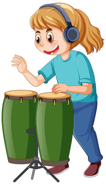 Девушка Играющая Барабанах — стоковый вектор