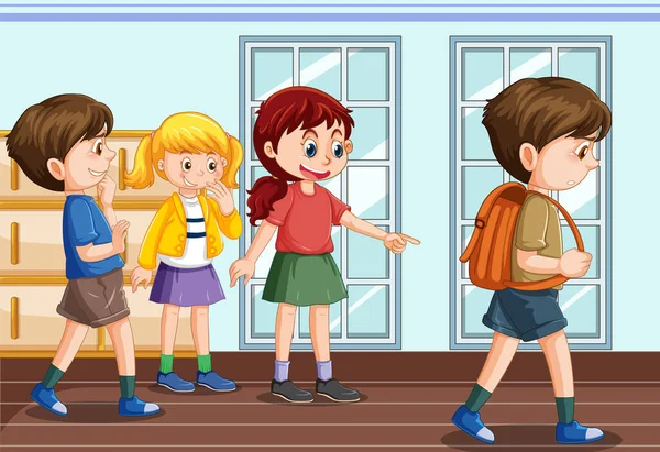 School Bullying Student Cartoon Characters Illustration — Vettoriale Stock