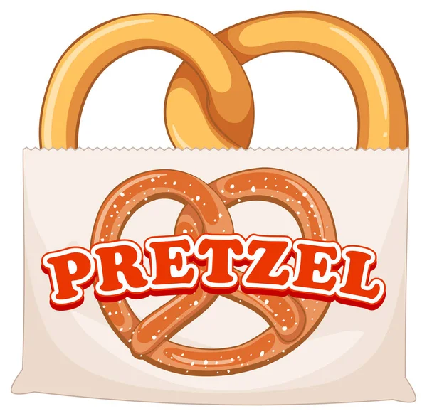 Pão Pretzel Papel Saco Ilustração — Vetor de Stock