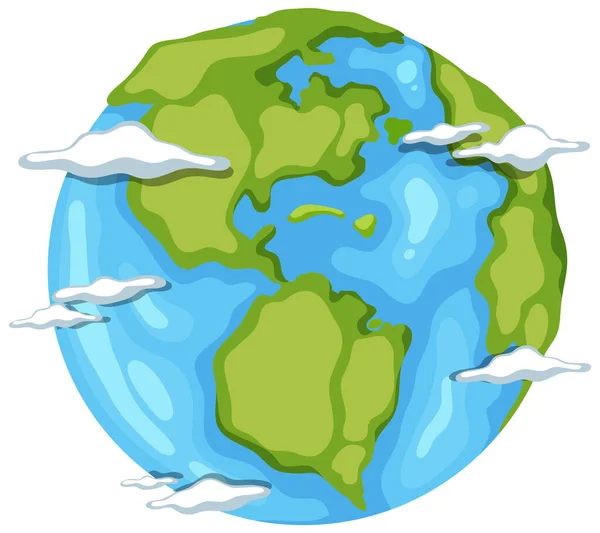 Earth Globe Icon White Background Illustration — Stock Vector