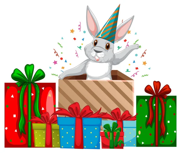 Year Rabbit Happy New Year Banner Illustration — Stock Vector