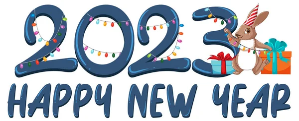 Szczęśliwego Nowego Roku 2023 Tekst Sztandar Projekt Ilustracja — Wektor stockowy