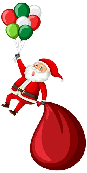 Papai Noel Segurando Saco Balão Ilustração — Vetor de Stock