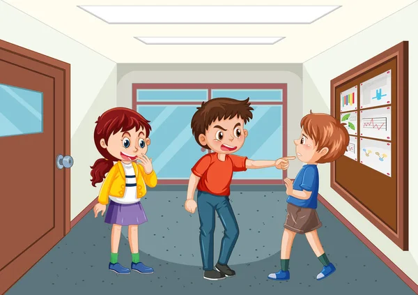 School Bullying Student Cartoon Characters Illustration — Image vectorielle