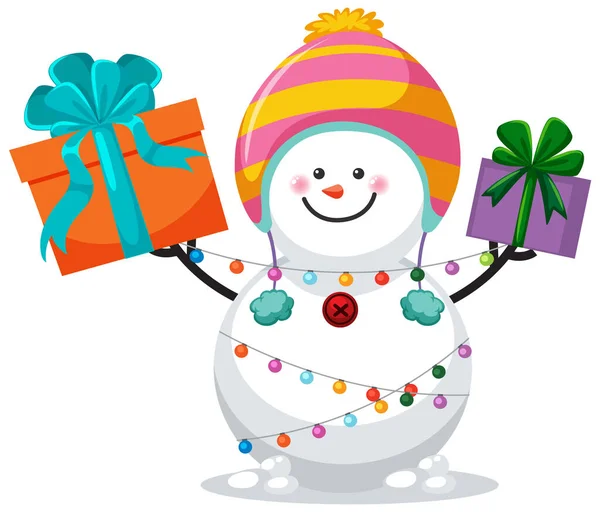 Snowman Dans Illustration Thème Noël — Image vectorielle