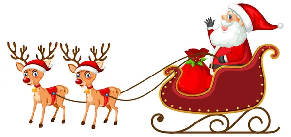 Santa Claus Sleigh Reindeer Illustration — Stockvektor