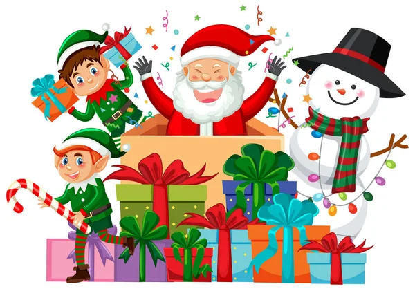 Karácsonyi Rajzfilm Karakter Ajándékokkal Illusztráció — Stock Vector