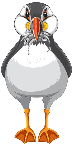 Oiseau Macareux Tenant Des Poissons Dans Son Bec Illustration — Image vectorielle