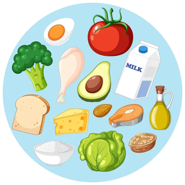 Die Fünf Nahrungsmittelgruppen Isoliert Illustration — Stockvektor