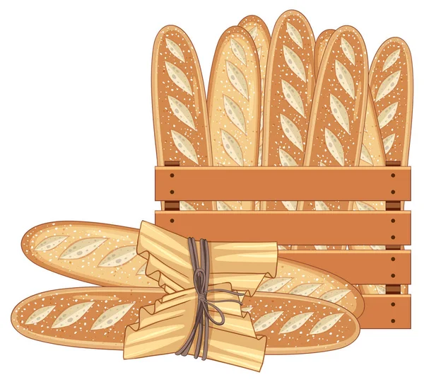 Bakery Baguette Bread Vector Illustration — 스톡 벡터