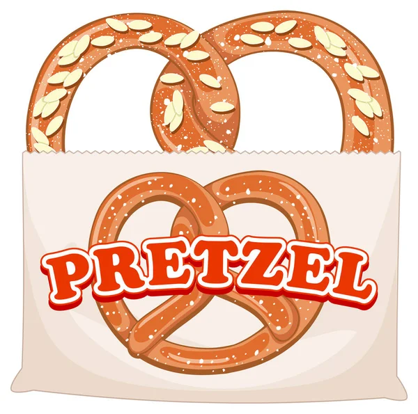 Pretzel Bread Paper Bag Illustration — Stock Vector