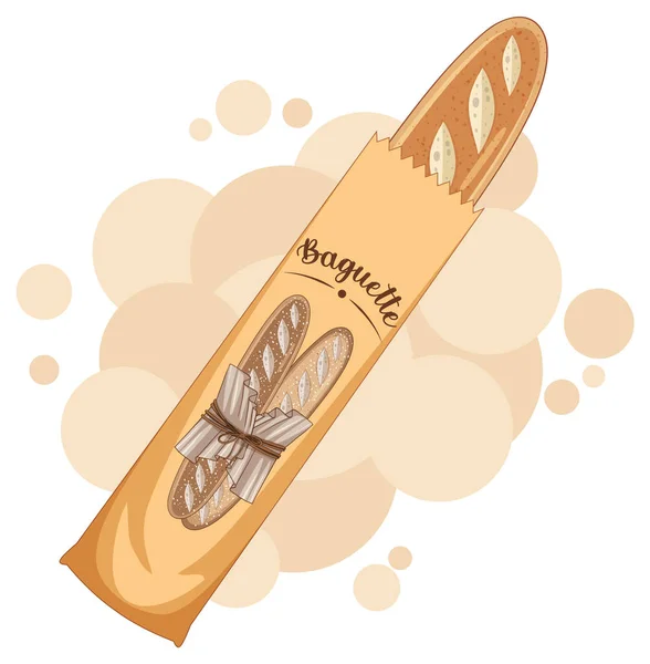 Pão Baguete Papel Ilustração Saco —  Vetores de Stock