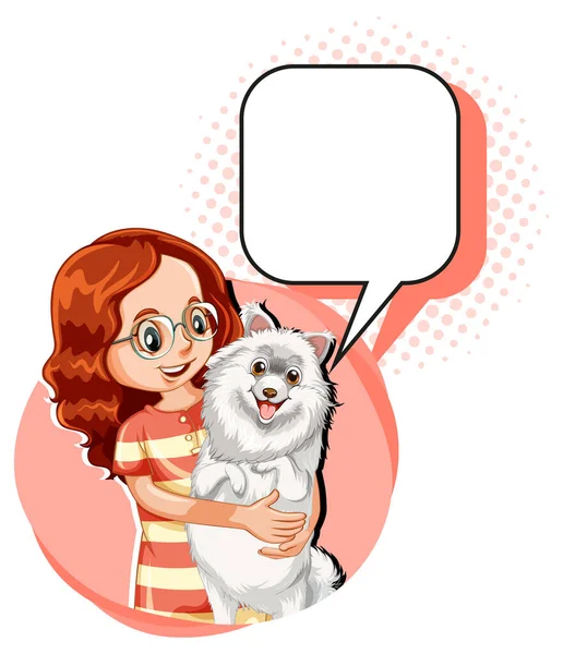 Woman Dog Empty Callout Illustration — Stock Vector