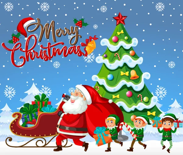 Merry Christmas Poster Ontwerp Illustratie — Stockvector