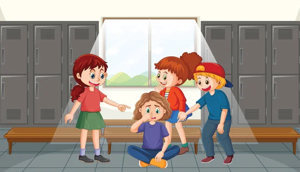 Bullying Niños Escuela Escena Ilustración — Vector de stock